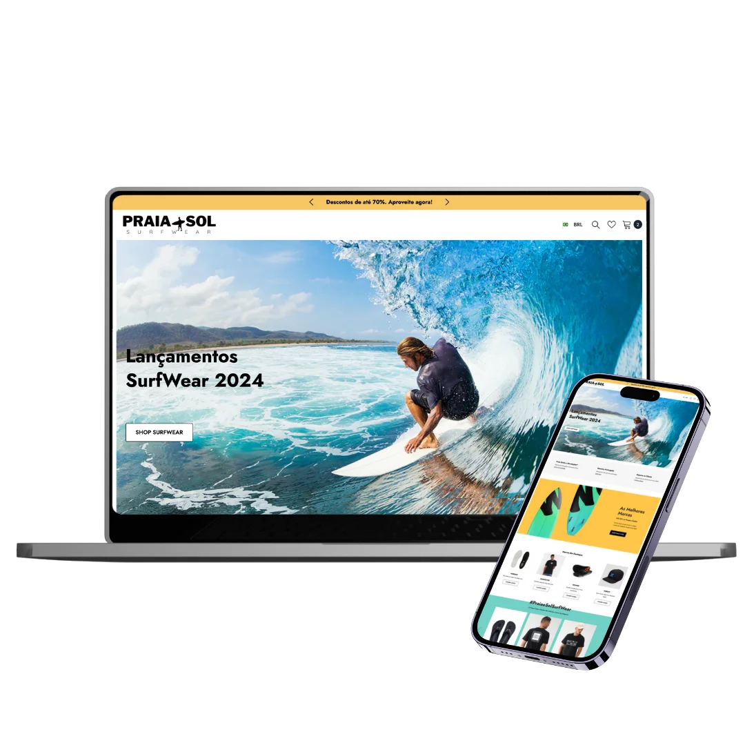 Projeto de loja Praia e Sol Surfwear